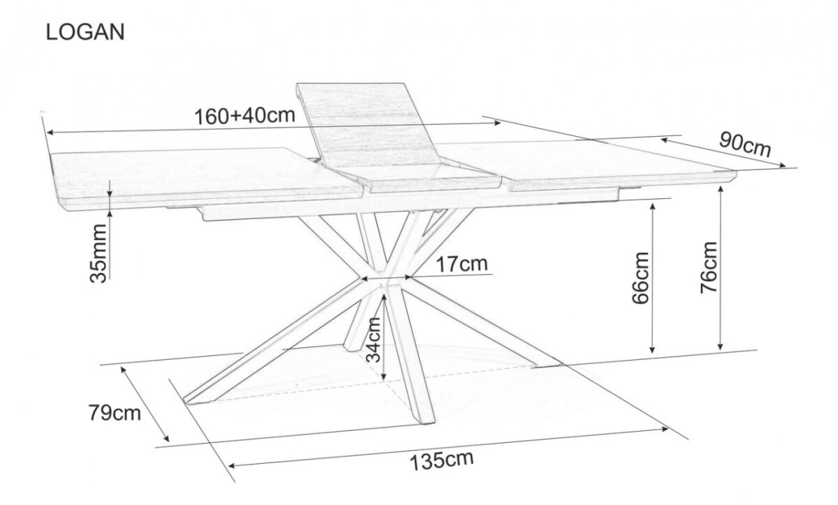 Tavolo allungabile Logan noce/nero - L160-200 x l90 x h75 cm - immagine 8