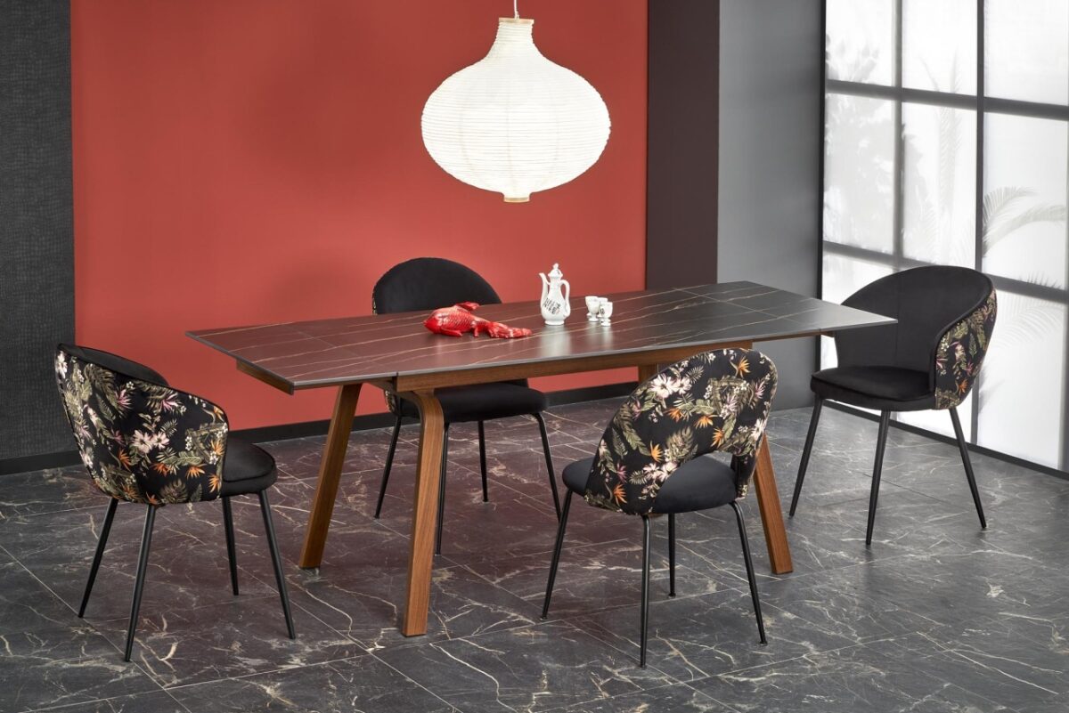 Tavolo allungabile Lozano effetto marmo nero L140-200 cm - immagine 4