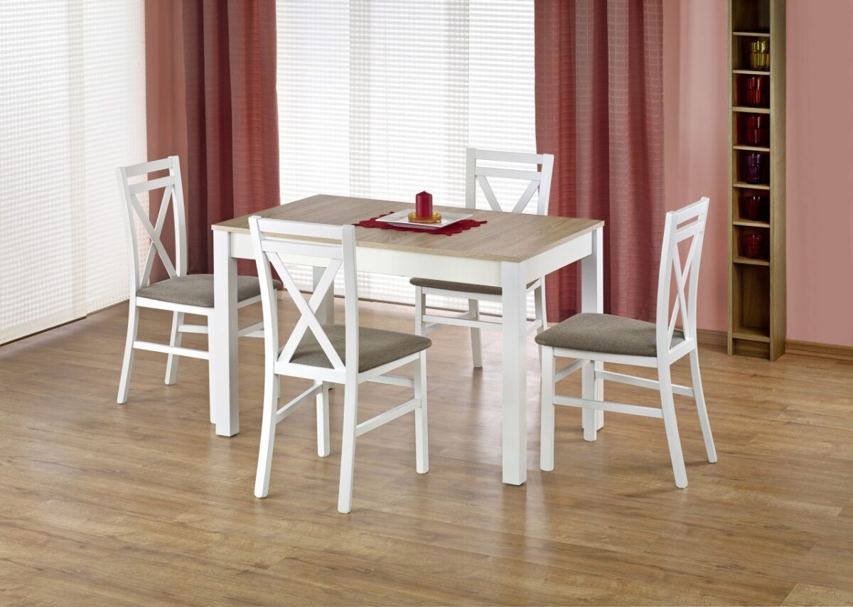 Tavolo Maurycy allungabile in rovere sonoma/bianco - L 118-158 x L 75 x H 76 cm - immagine 3