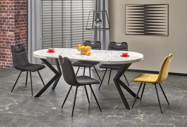 Tavolo allungabile Peroni effetto marmo bianco/nero - L100-250 cm