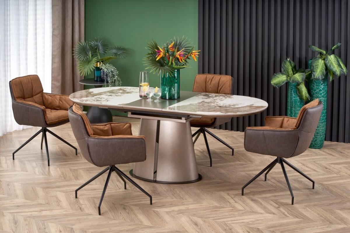 Robinson Marble Tavolo allungabile beige/cappuccino - L160-200 cm - immagine 2