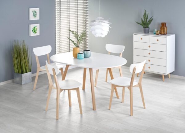 Tavolo Ruben allungabile in bianco/miele - L102/142 x L102 x H73 cm