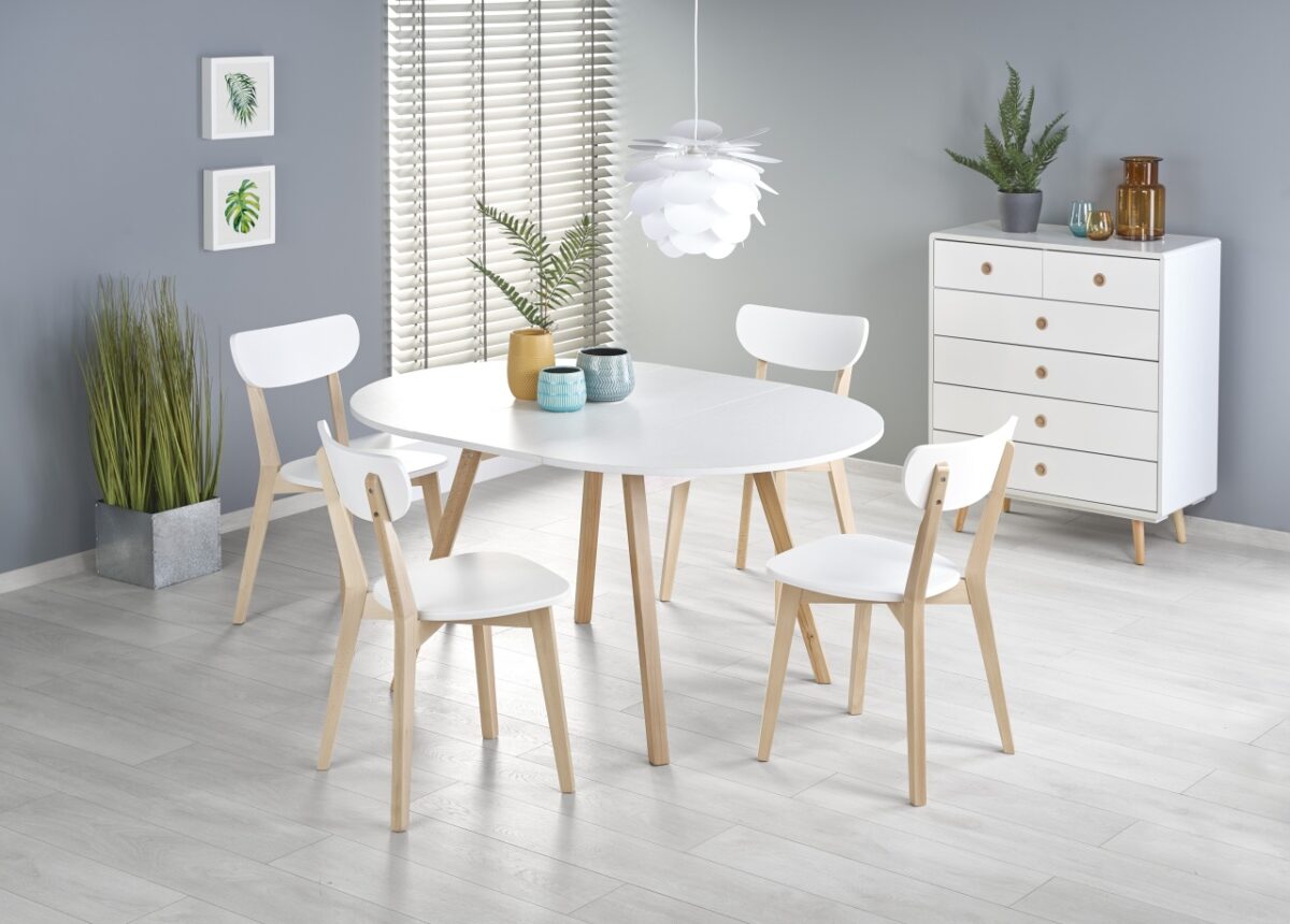Tavolo Ruben allungabile in bianco/miele - L102/142 x L102 x H73 cm - immagine 6