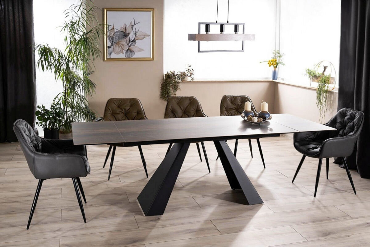 Tavolo allungabile Salvadore Ceramic marrone LEGNO/nero opaco - L180-260 cm - immagine 11