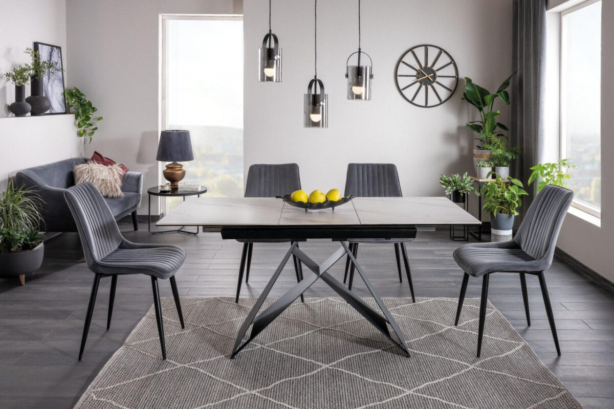 Tavolo allungabile Westin SC JASPER bianco/nero opaco - L120-160 cm - immagine 2