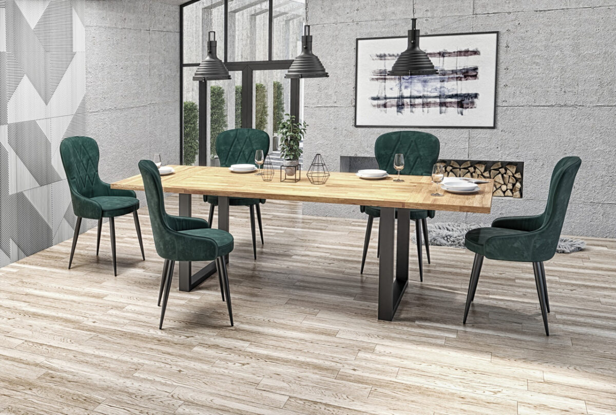 Tavolo Radus 140x85 cm in legno massello - rovere naturale/nero - immagine 2
