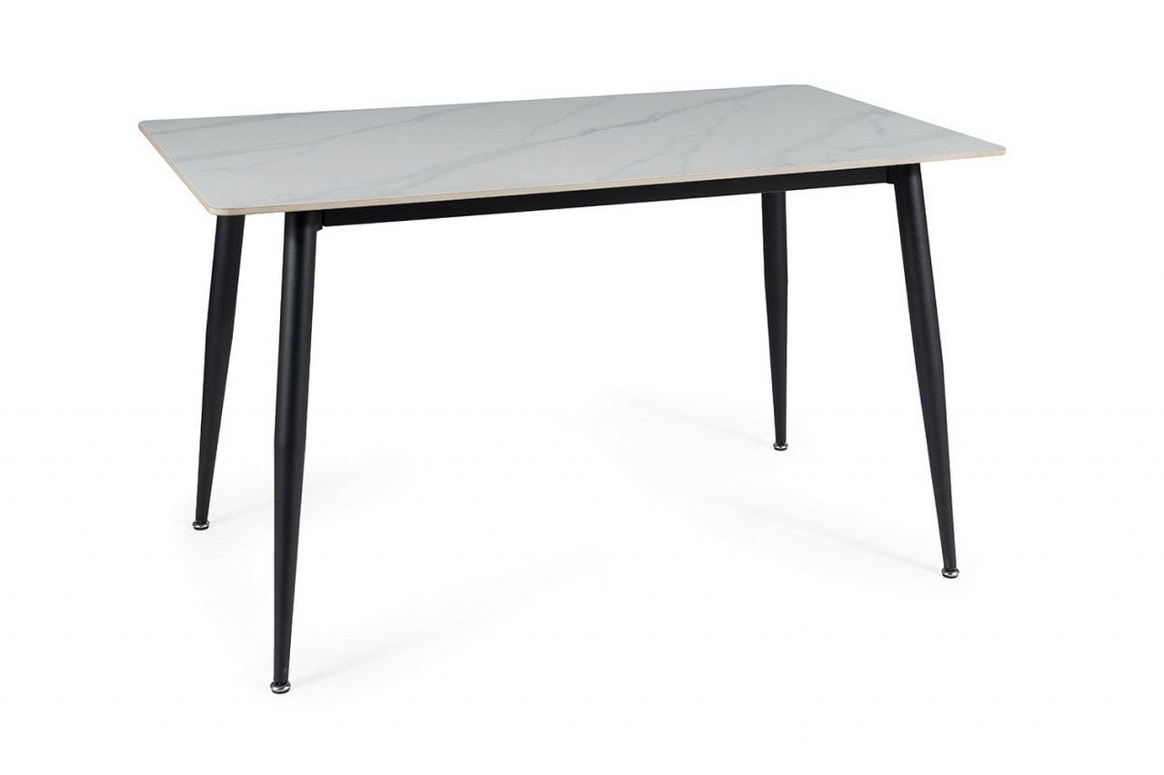 masa-rion-marmura-alba-negru-mat-l130xl70xh76-cm29424 Tavolo Rion effetto marmo bianco - L130xl70xh76 cm - immagine 1
