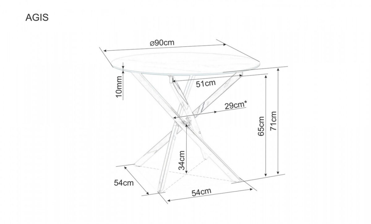 Tavolo rotondo Agis effetto marmo bianco/argento - ø90/h71 cm - immagine 6