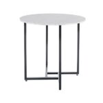 Tavolo rotondo Alto II effetto marmo bianco/nero - ø80/h76 cm