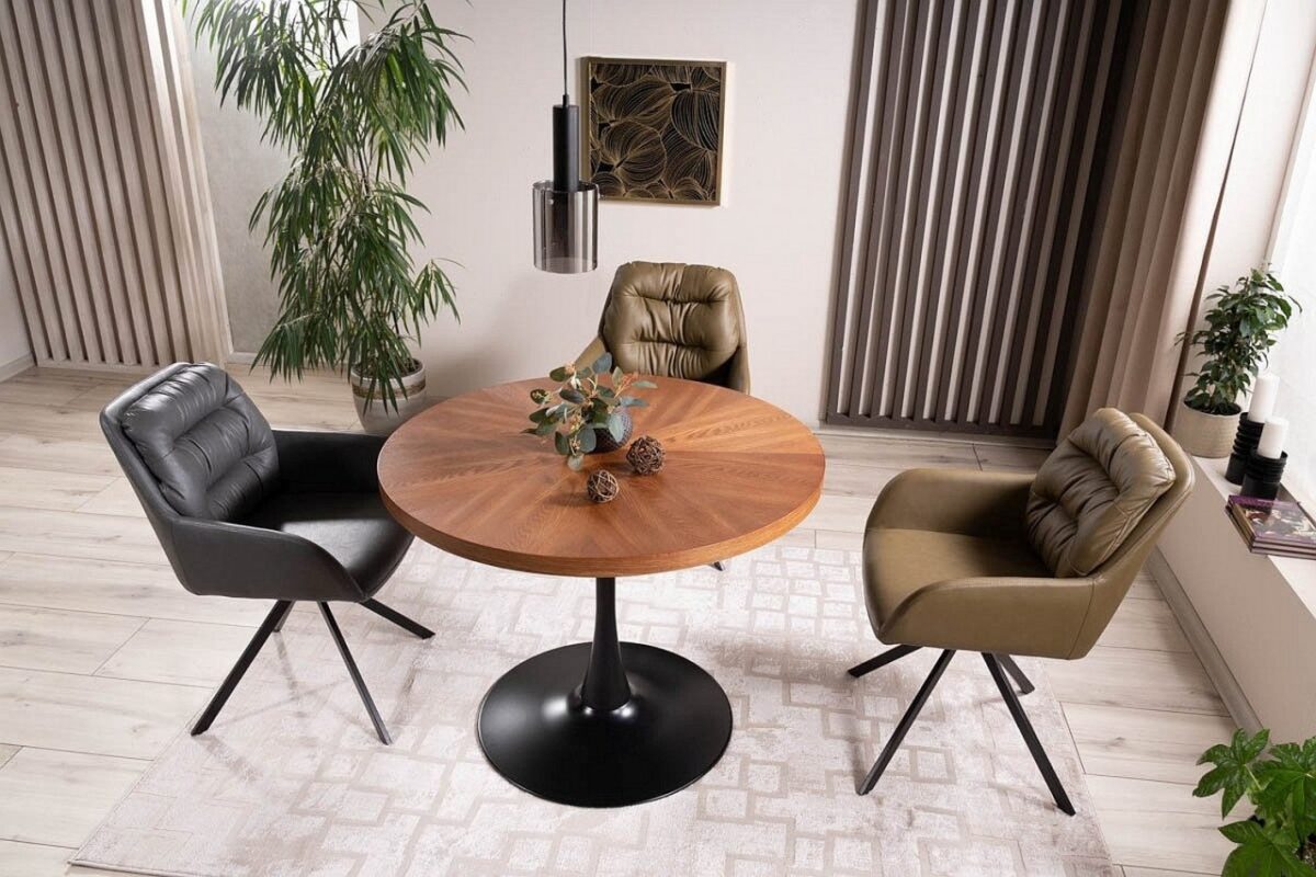 Tavolo rotondo Amadeo in noce/nero opaco - d100 x h76 cm - immagine 6