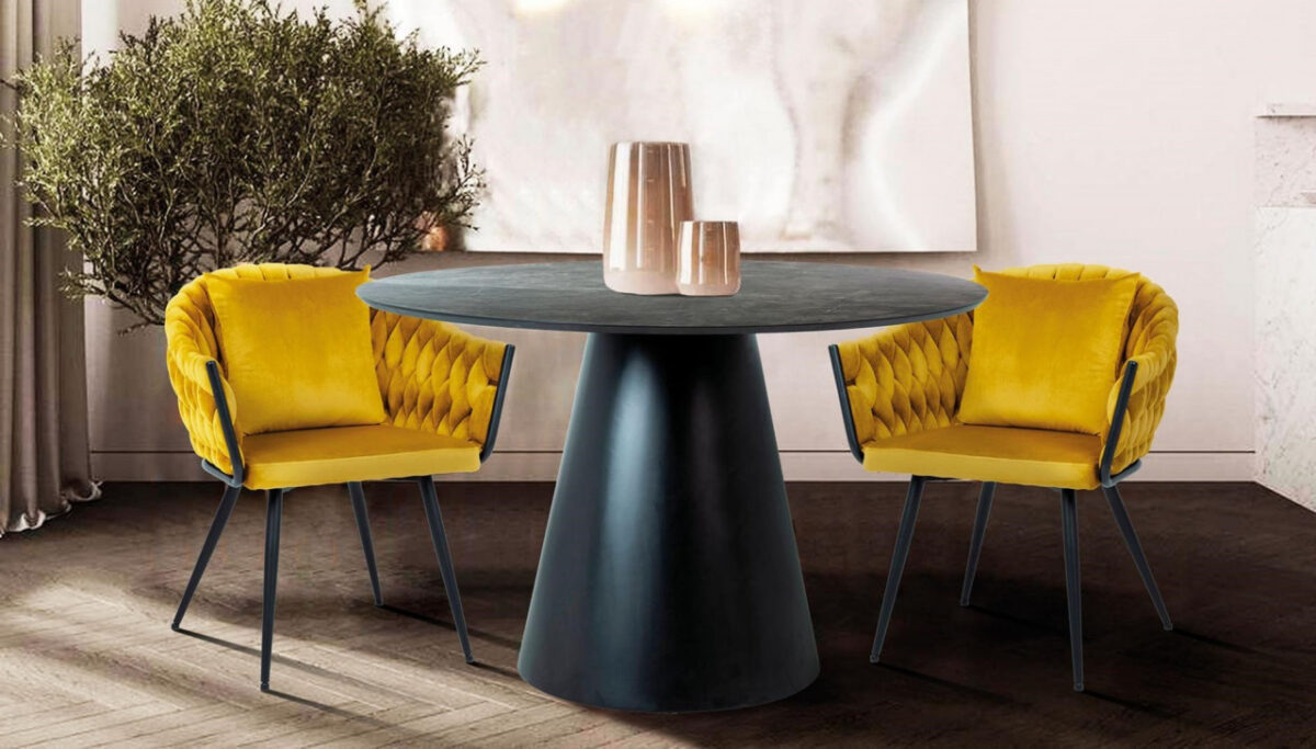 Tavolo rotondo Angel effetto marmo grigio/nero opaco – d120 x h76 cm - immagine 2