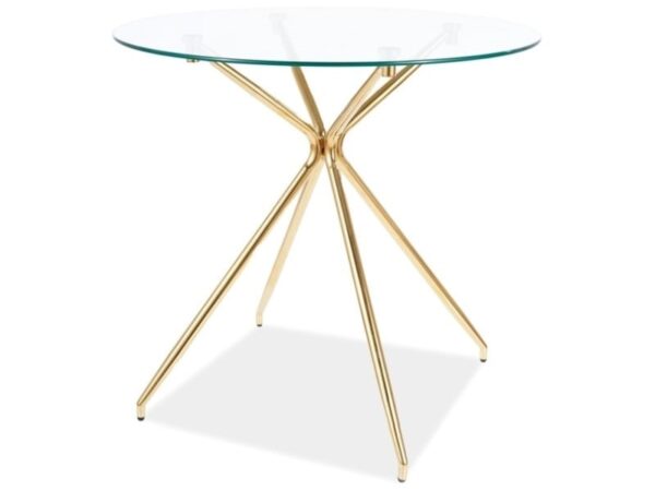 Tavolo rotondo Azalia in vetro trasparente/oro - ø80/h75