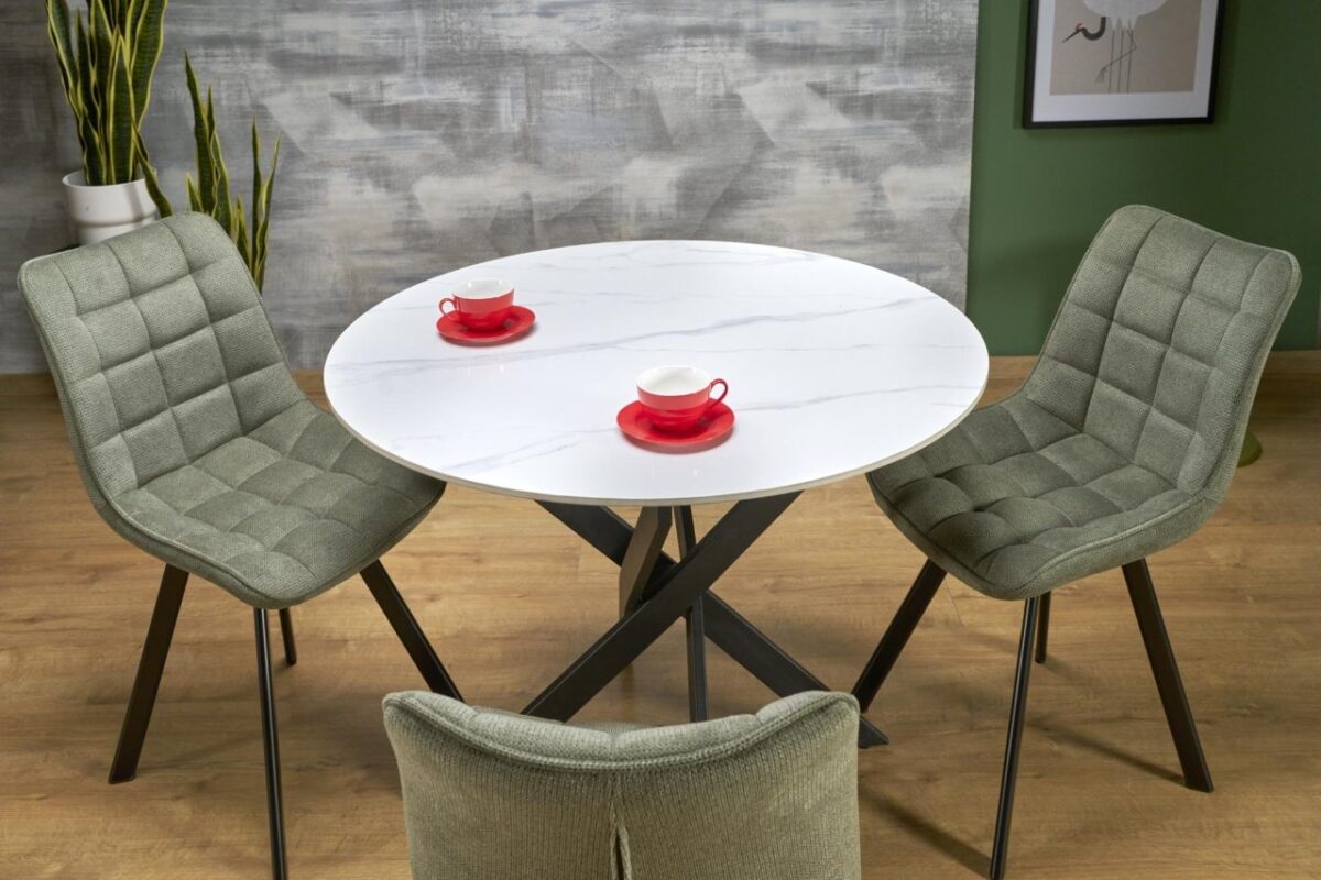 Tavolo rotondo Edgar 2 effetto marmo bianco/nero ø100/h76 cm - immagine 5