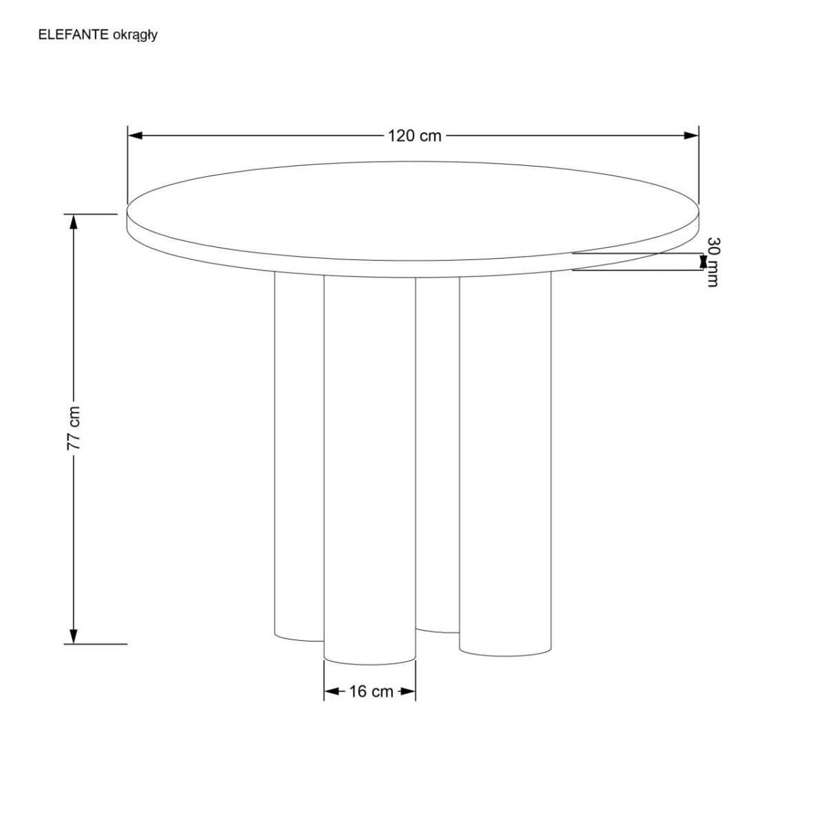 Tavolo rotondo Elefante - ø120 / h77 cm - immagine 8