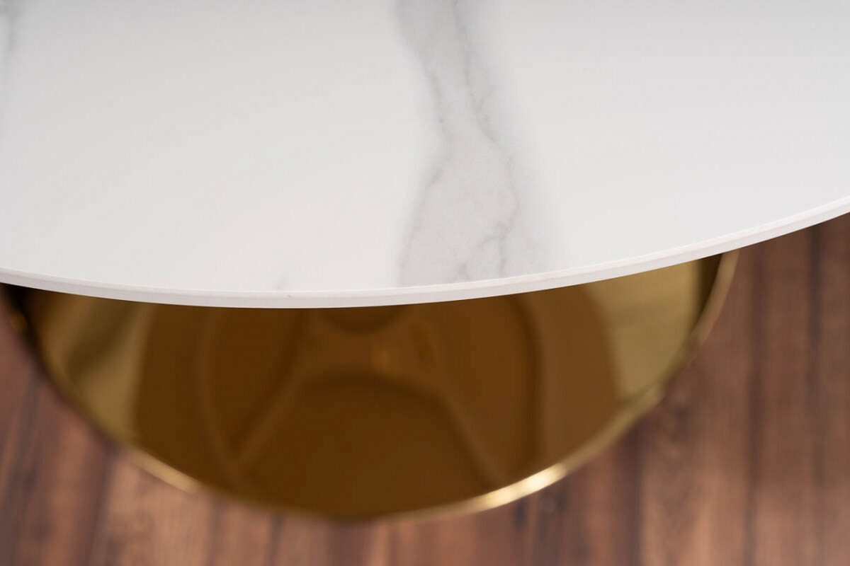 Tavolo rotondo Espero bianco/oro - ø90/h75 cm - immagine 5