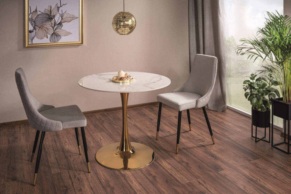 Tavolo rotondo Espero bianco/oro - ø90/h75 cm - immagine 7