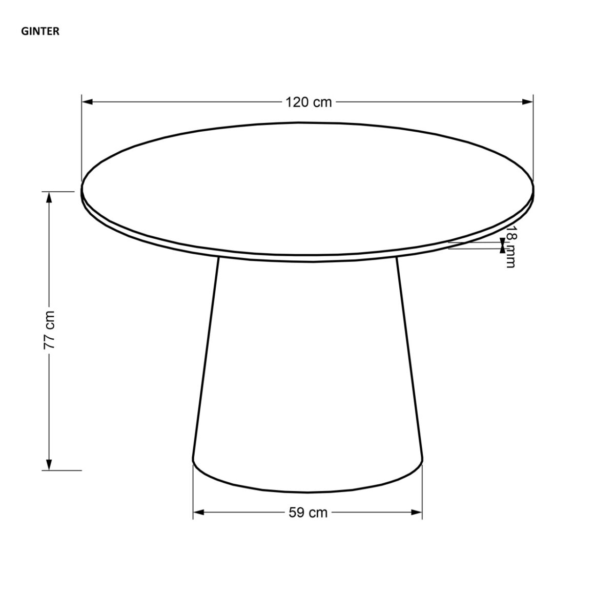 Tavolo rotondo Ginter - ø120 / h77 cm - immagine 6
