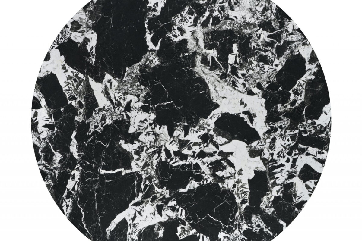 Tavolo rotondo Manuel effetto marmo nero/nero - ø120/h77 cm - immagine 2
