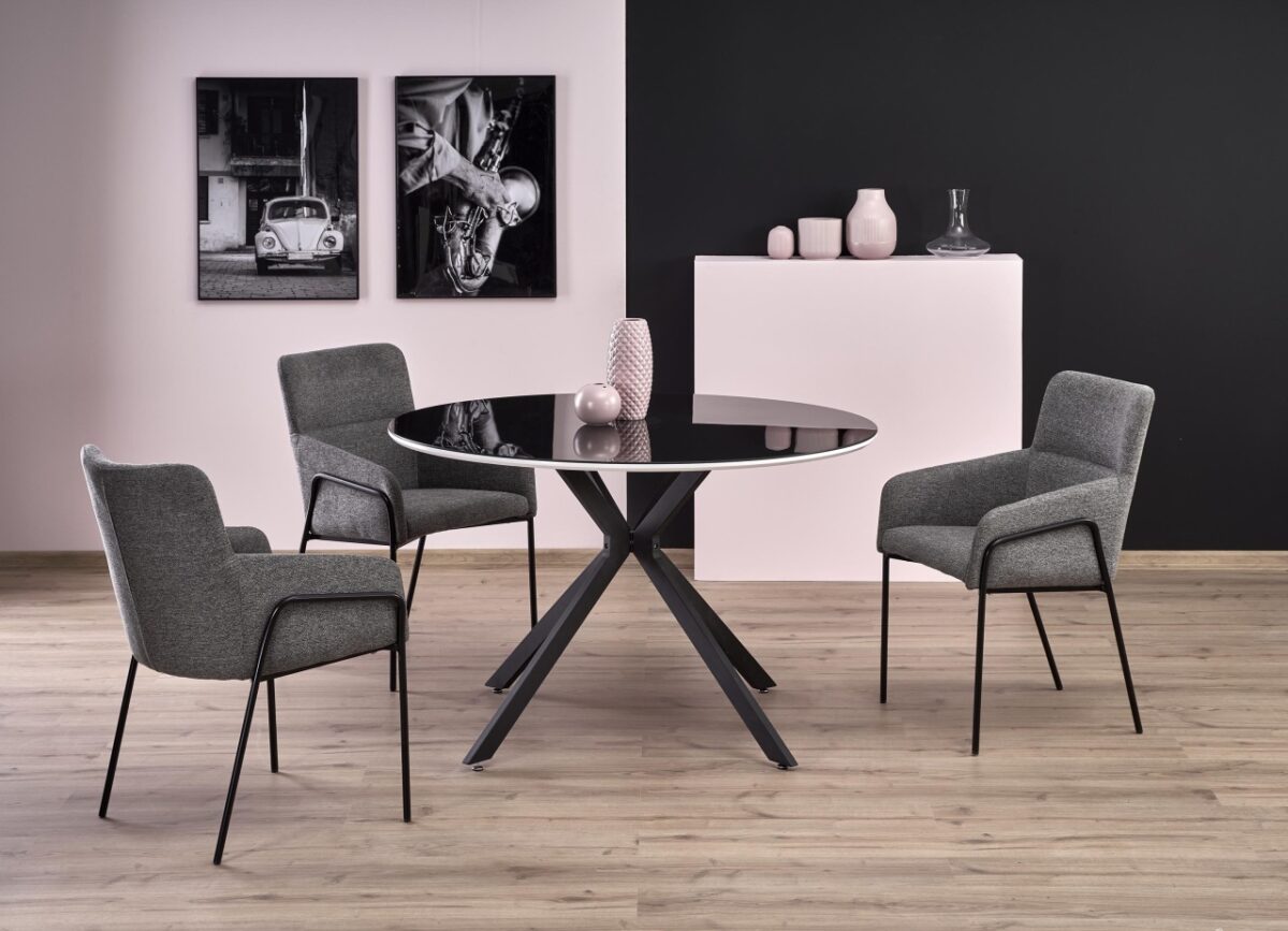 Tavolo rotondo MDF + vetro + metallo Avelar - p 120 x h 76 cm - immagine 6