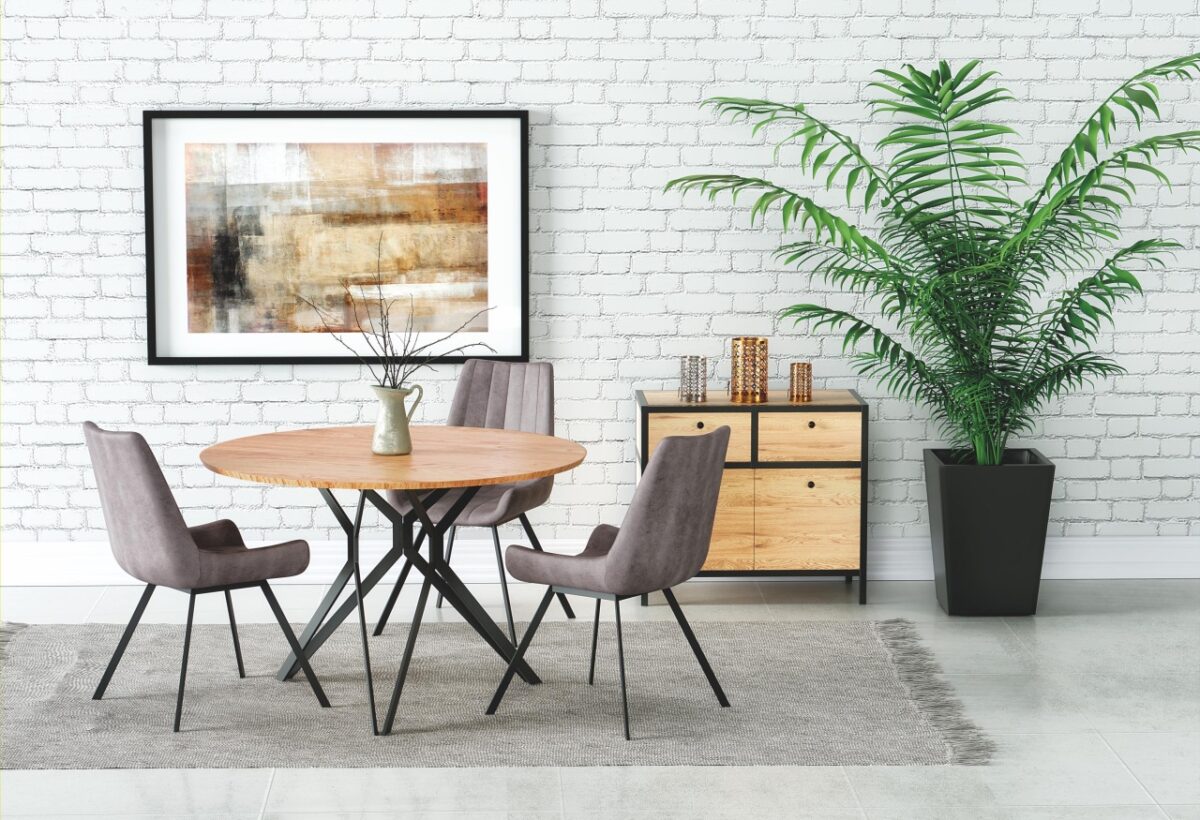 Tavolo rotondo in metallo + MDF Pixel 2 - p 120 x h 76 cm - immagine 4