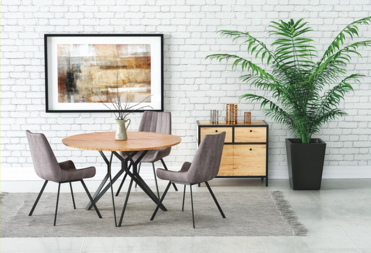 Tavolo rotondo in metallo + MDF Pixel 2 - p 120 x h 76 cm - immagine 3