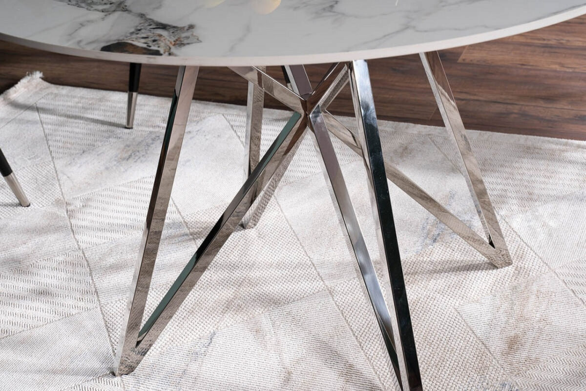 Tavolo rotondo Murano in bianco/argento - ø120/h76 cm - immagine 4