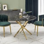 Tavolo rotondo Raymond 2 effetto marmo nero/oro ø100/h73 cm