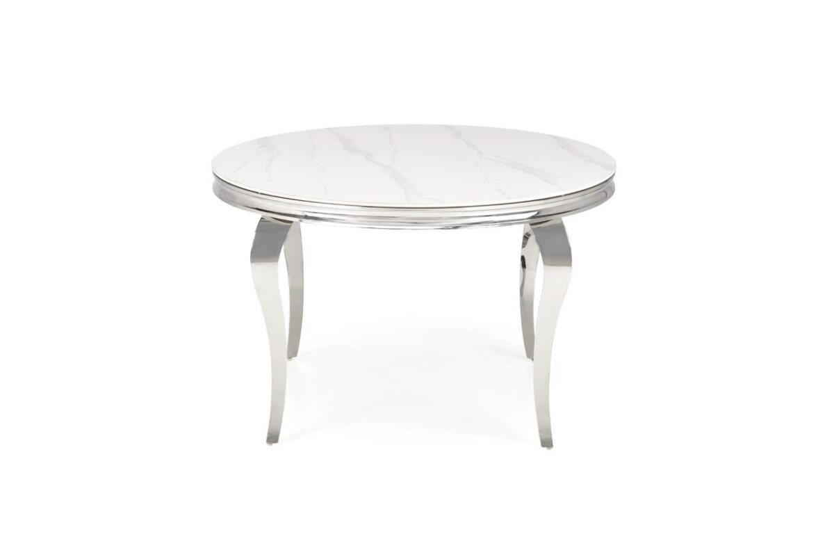 Tavolo rotondo Reginald effetto marmo bianco/argento ø120 cm - immagine 13