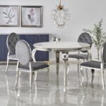 Tavolo rotondo Reginald effetto marmo bianco/argento ø120 cm