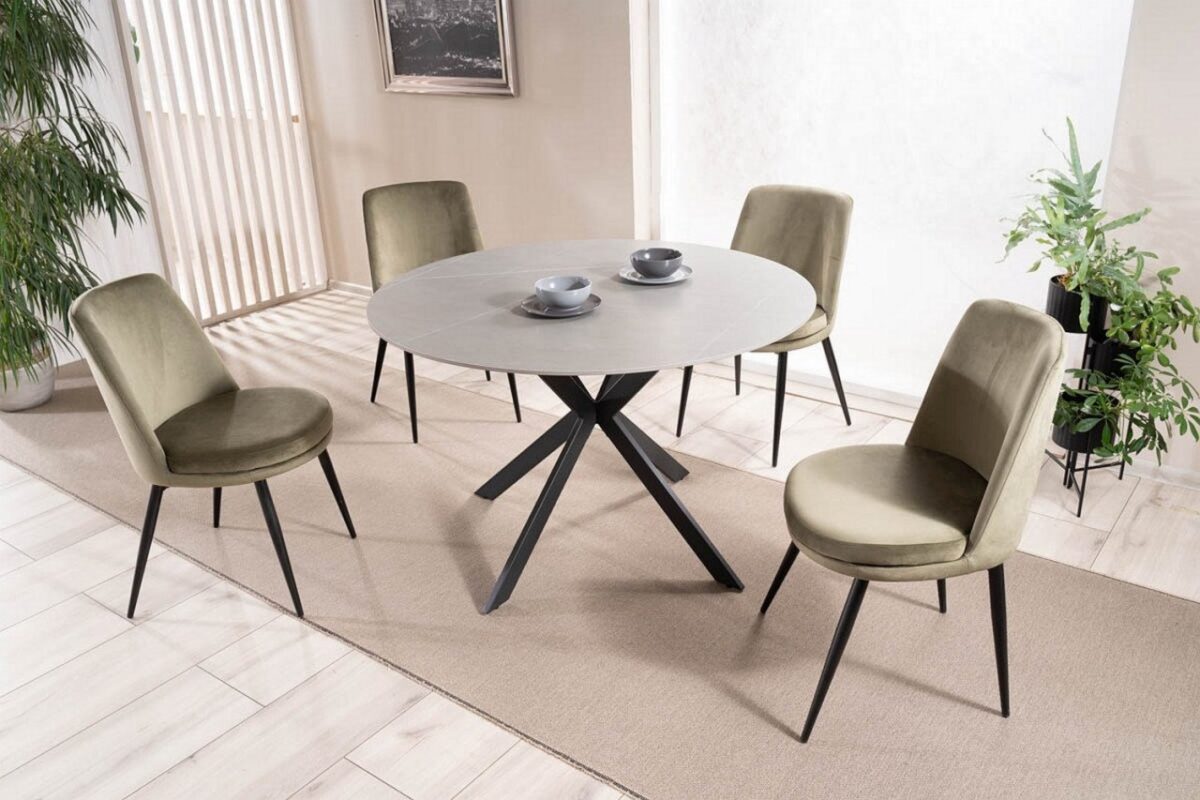 Tavolo rotondo Talia in grigio/nero - d120 x h76 cm - immagine 4