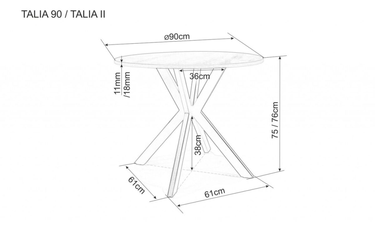 Tavolo rotondo Talia II in rovere/nero opaco - ø90 / h76 cm - immagine 2