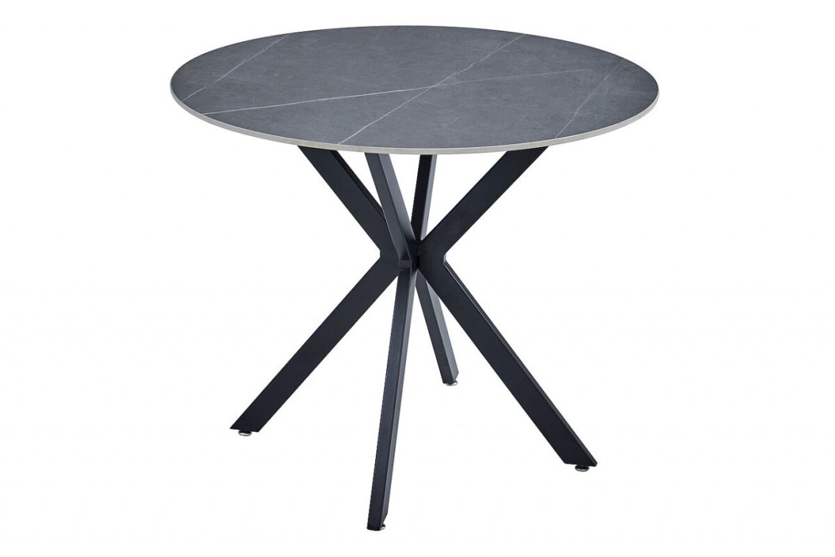 Tavolo rotondo Talia effetto marmo grigio/nero - ø90 / h75 cm - immagine 3