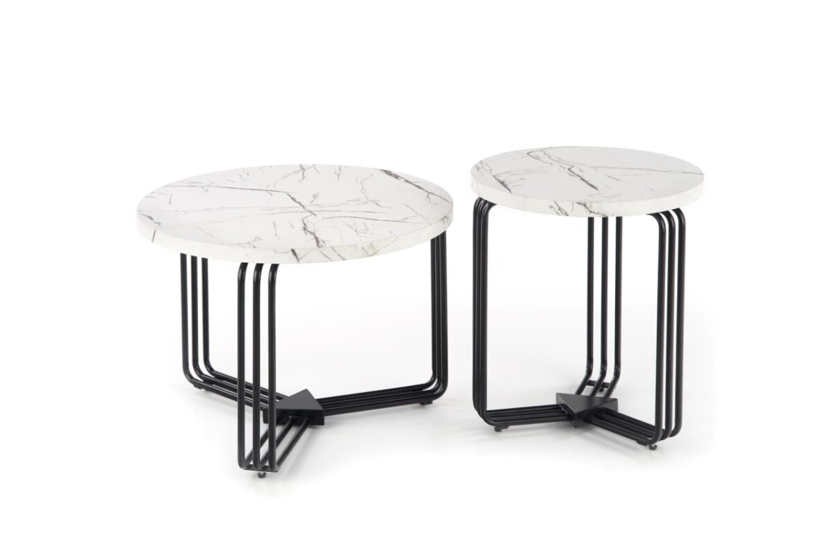 Tavolino da caffè Antica M effetto marmo bianco - H41 cm - immagine 6