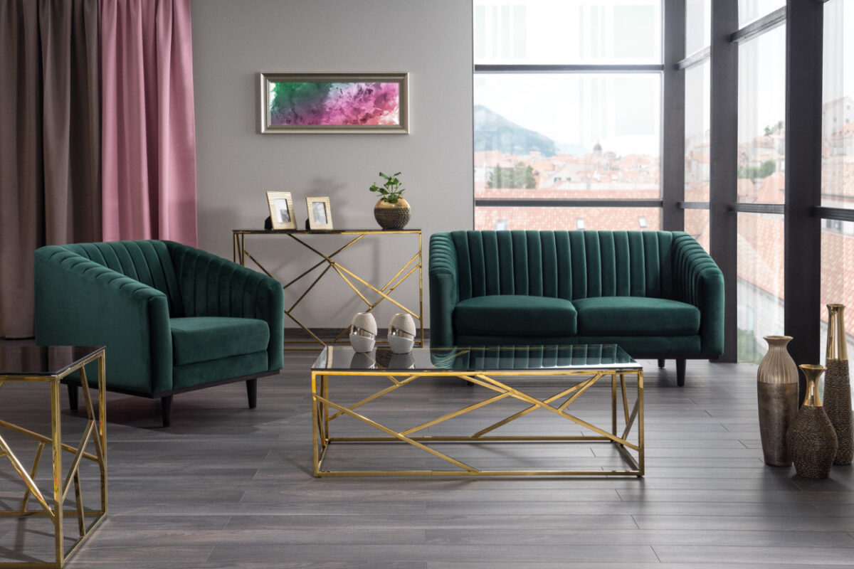 Tavolino da caffè Escada A in oro - L 120 x L 60 x H 40 cm - immagine 2