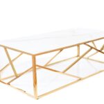 Tavolino da caffè Escada A II effetto marmo bianco/oro - H40