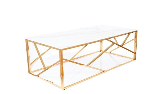 Tavolino da caffè Escada A II effetto marmo bianco/oro - H40