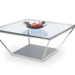 Tavolino da caffè Fabiola in vetro/cromo - H45 cm