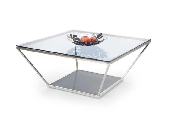 Tavolino da caffè Fabiola in vetro/cromo - H45 cm