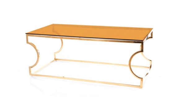 Tavolino da caffè Kenzo A in vetro ambra/oro - H40