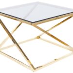 Tavolino da caffè Liam in vetro fumé/oro - H45 cm