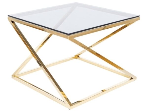 Tavolino da caffè Liam in vetro fumé/oro - H45 cm