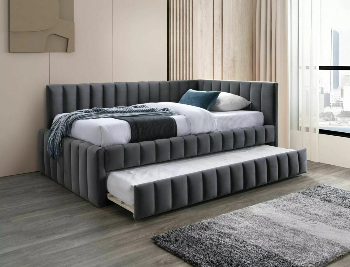 Letto Alfie in velluto grigio - Blu14 120x200 cm - immagine 2