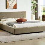 Letto Columbia in velluto beige - Blu28 160x200 cm