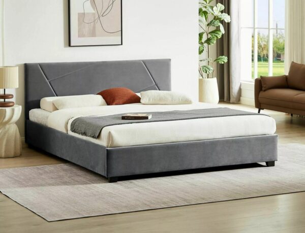 Letto Columbia in velluto grigio - Tap.192 160x200 cm