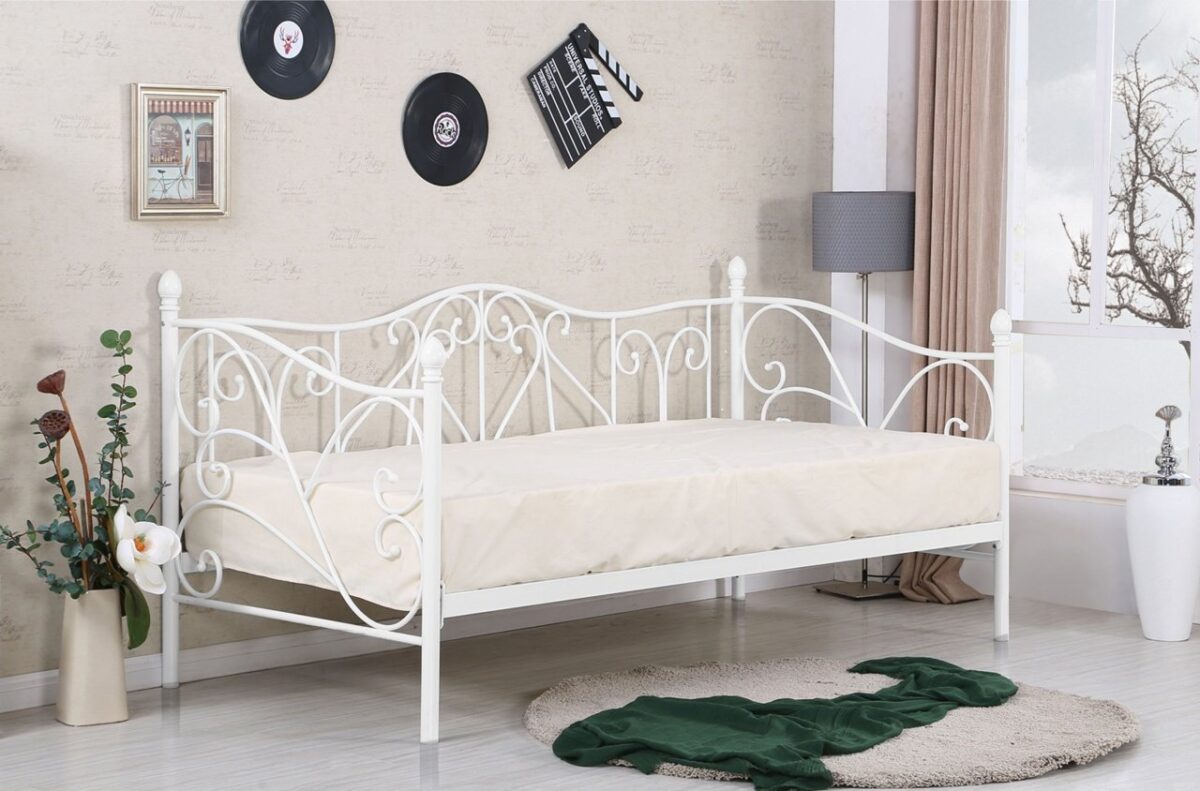 Letto Sumatra in metallo bianco - 90x200 cm - immagine 2