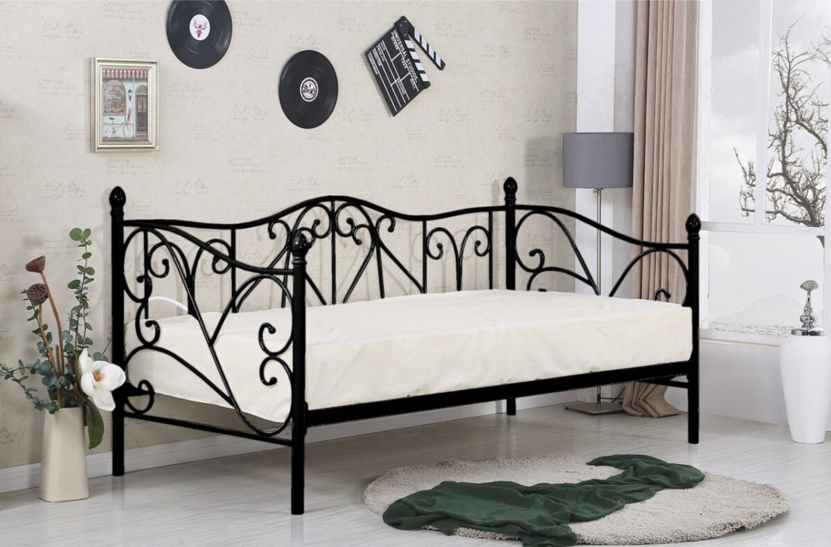 Letto Sumatra in metallo nero - 90x200 cm - immagine 2