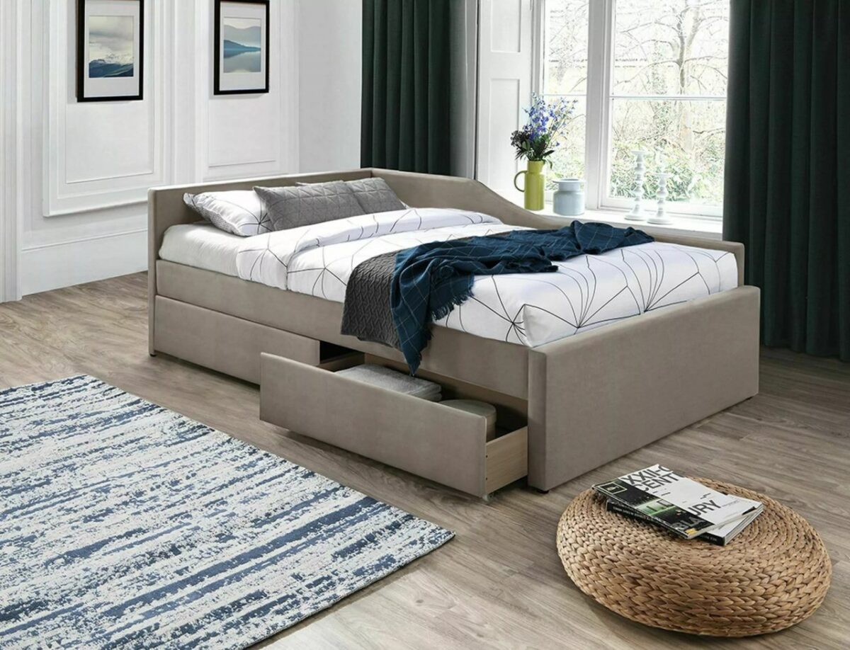Letto Eliot in velluto beige - Tap.228 120x200 cm - immagine 2