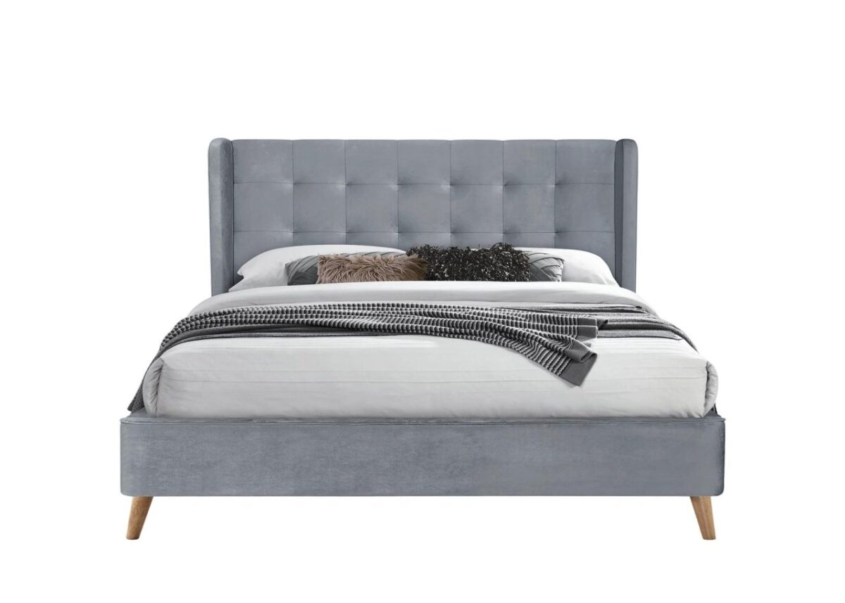 Letto Estella in velluto grigio - 160×200 cm - immagine 2