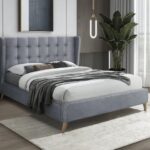 Letto Estella in velluto grigio - 160×200 cm