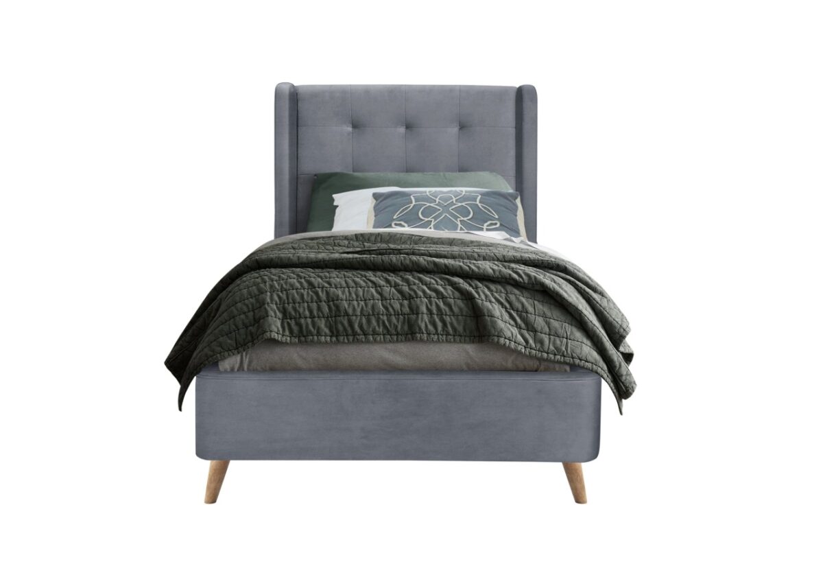 Letto Estella in velluto grigio - 90×200 cm - immagine 2